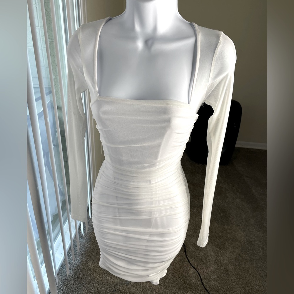 Fashion Nova White Mesh Dress